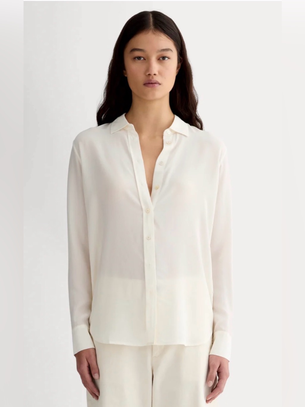 New Everlane The Must-Have Shirt In Washable Silk Off-White Size 6